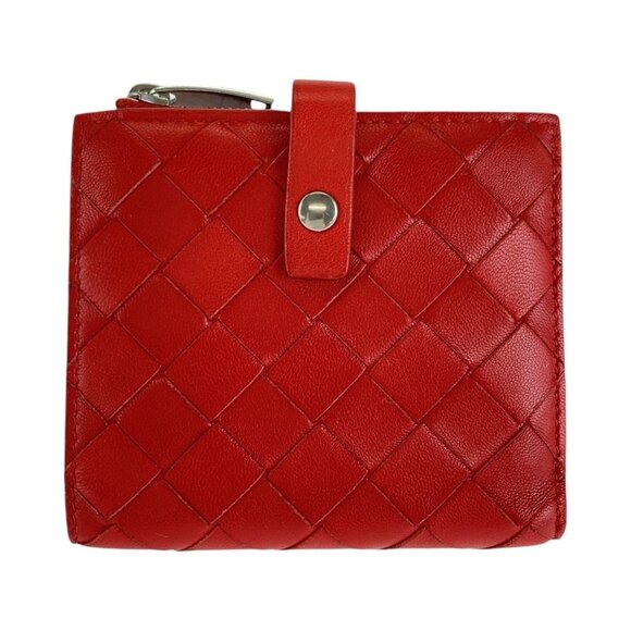 BOTTEGA VENETA Red Leather Intrecciato Wallet - Picture 1 of 9